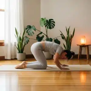 Yoga practice promoting spinal health and wellness in a serene environment